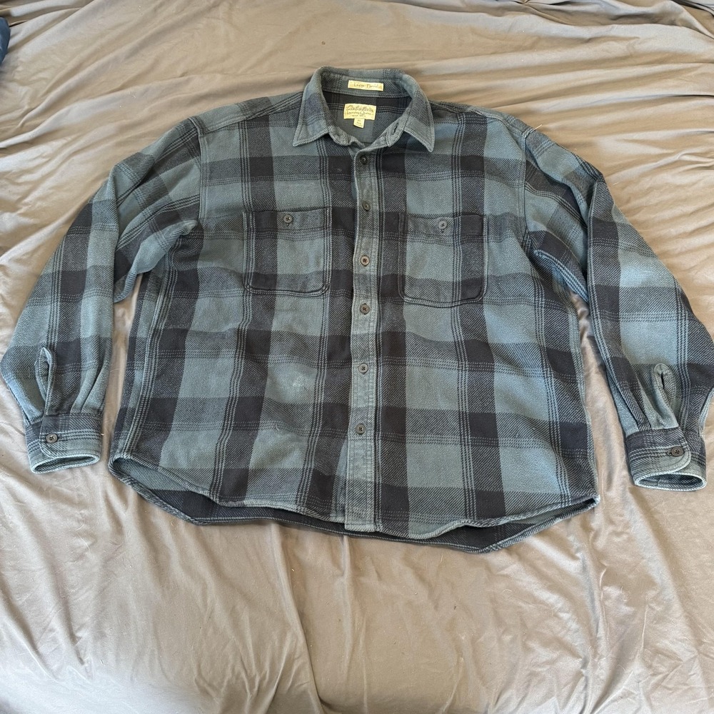 Cabela's Shirt Mens XL Blue Plaid Flannel Long Sleeve Button Up Logger Workwear